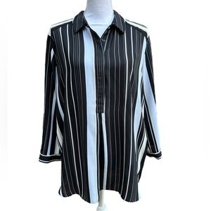 Counterparts Black and White Striped Blouse - XL